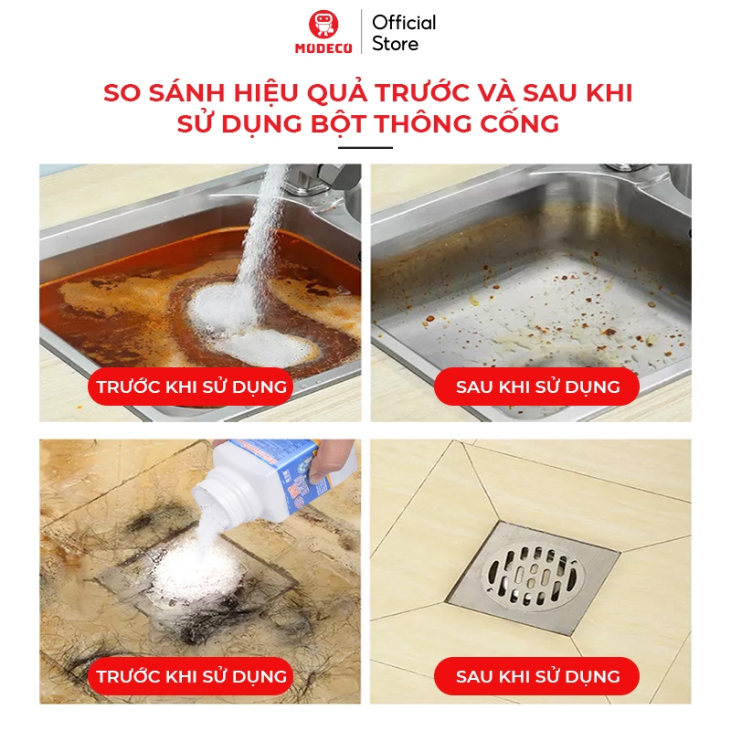 Bột Thông Cống LANJIEXING Cực Mạnh Thông Tắc Cống, Đường Ống, Bồn Cầu, Bồn Rửa Mặt - Hàng Chính Hãng - Modeco