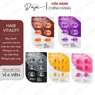   Vỉ 6 Viên  Tinh Dầu Dưỡng Tóc Ellips Hair Vitamin Giảm Rụng Phục Hồi Nuôi Dưỡng Tóc Óng Mượt Indonexia 