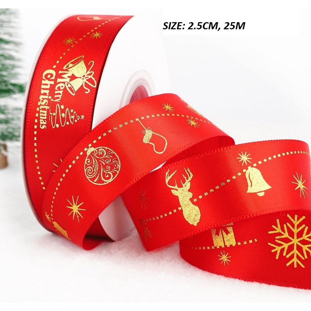 Dây Ruy Băng Lụa Chữ_❤️Noel_Merry Chrismast❤️ _Cuộn 25m