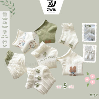 Sét 5 Đôi Tất Chân Tất Vớ Cổ Ngắn Nam Nữ Cổ Bèo Phong Cách Hàn Quốc VT17 - Zwin Fashion