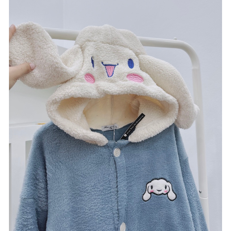 VÁY LÔNG XANH TAI THỎ MŨ TRẮNG TÚI TIM