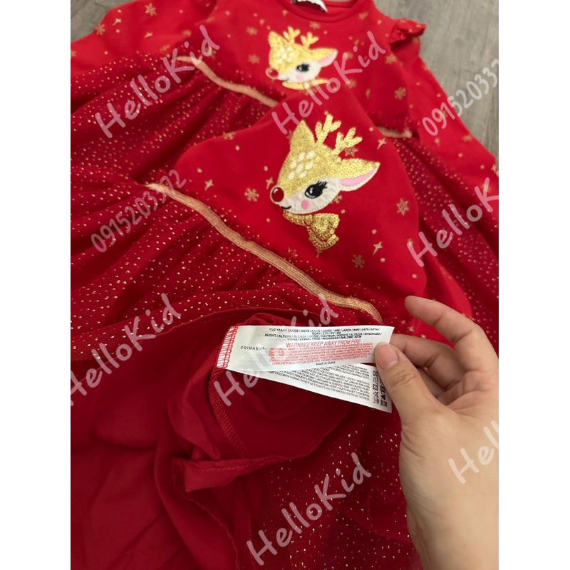 Váy ren tuần lộc prima đỏ lấp lánh sequin bé gái 08/11