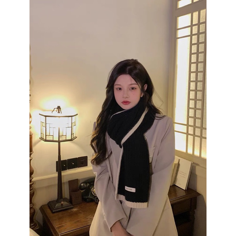 Khăn Choàng Cổ Len Hai Màu Dày Cao Cấp Thời Trang Thu Đông - 30*180