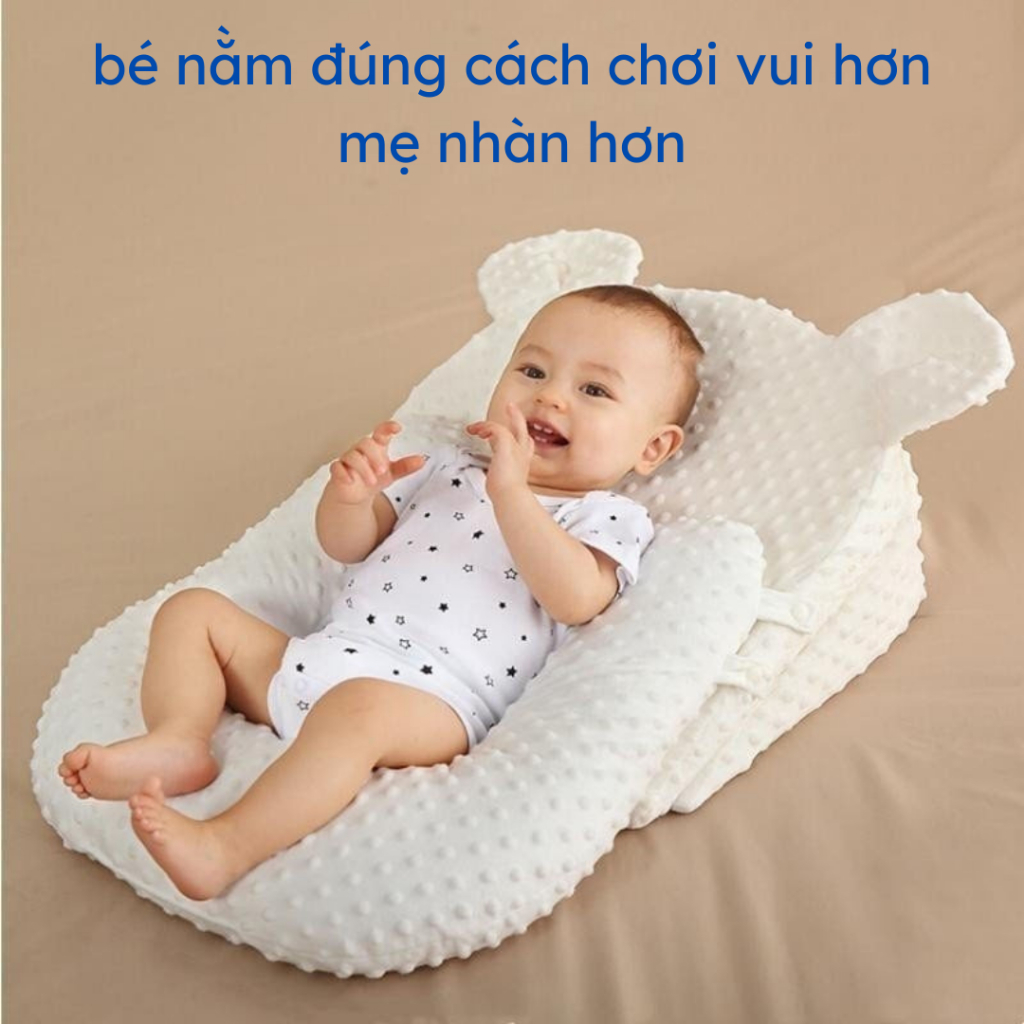 Gối đệm chống trào ngược 2 tầng cho bé,Mút bọt biển cao cấp,vải nhung hạt 3D