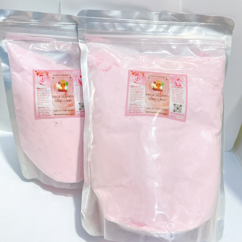 ( Bịch 1 kg ) Mask Dẻo Hoa Hồng Organic Mặt Nạ Dẻo chuyên dùng trong Spa - Mask dẻo hoa hồng