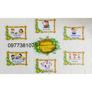 Nội quy lớp học Chữ Tiếng Anh, sẵn keo dán trang trí lớp học