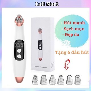 Máy Hút Mụn, Đầu Đen Cám Bọc Cầm Tay Mini Blackhead Spa Cao Cấp Tặng 6 Đầu Hút