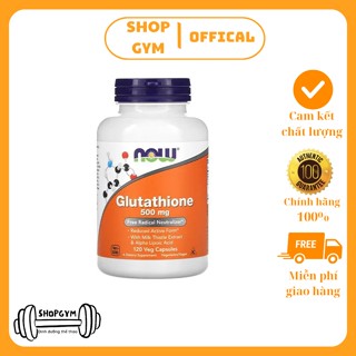 Viên uống Now Glutathione 500 mg hỗ trợ trắng da, giải độc gan, tăng cường miễn dịch - Shop Gym