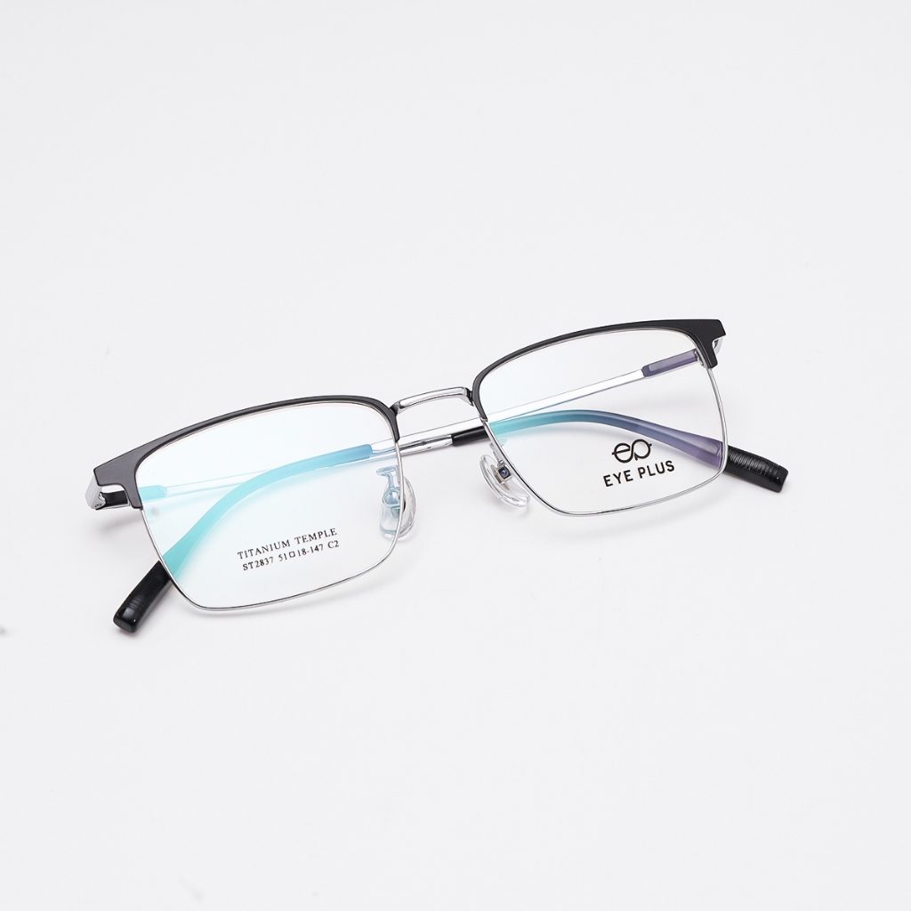 Gọng kính cận vuông clubmaster EYE PLUS 2837, kính phù hợp khuôn mặt nam nữ thời trang unisex