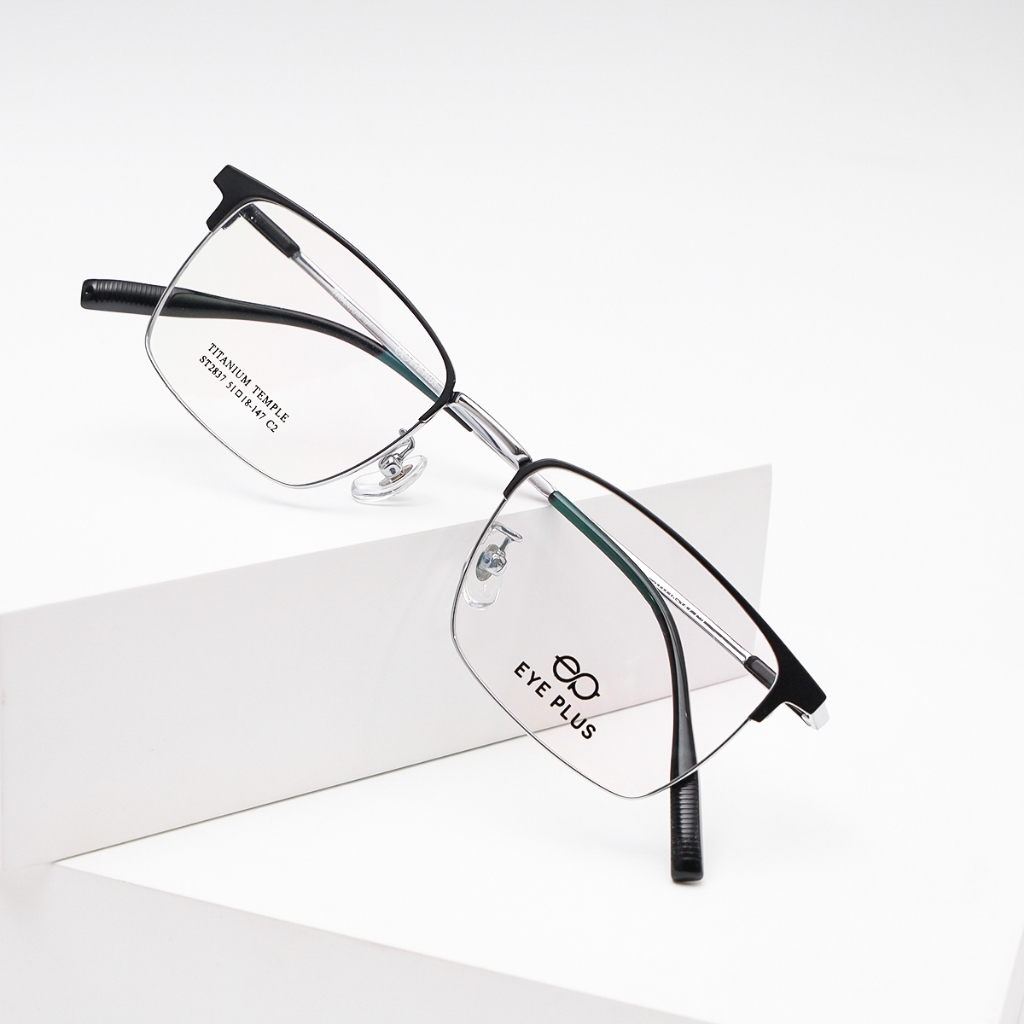 Gọng kính cận vuông clubmaster EYE PLUS 2837, kính phù hợp khuôn mặt nam nữ thời trang unisex