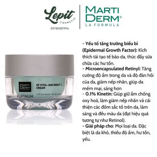 [Hàng Công Ty] Kem Dưỡng Phục Hồi Chống Lão Hóa Đa Chức Năng - MartiDerm Platinum GF Vital Age Cream