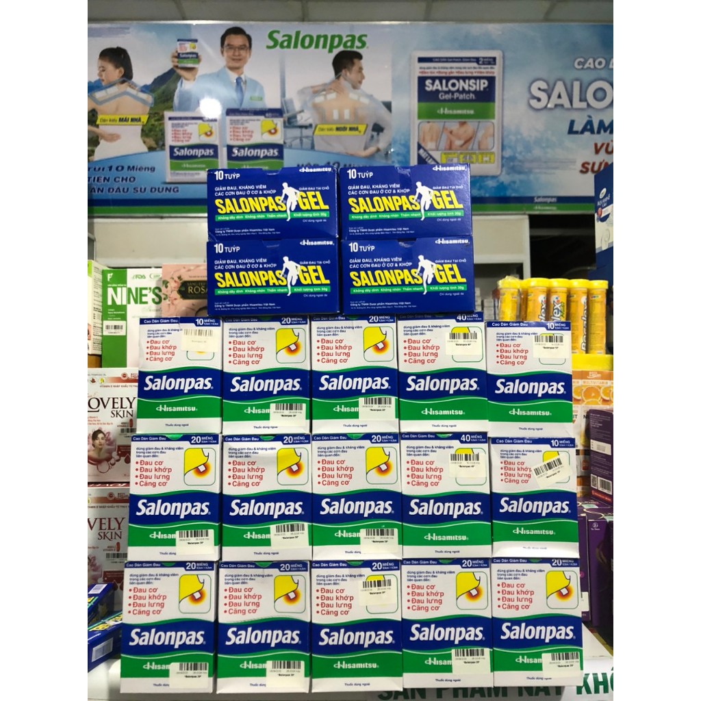 SALONPAS HỖ TRỢ GIẢM ĐAU KHỚP, ĐAU CƠ, ĐAU LƯNG, HỘP 20