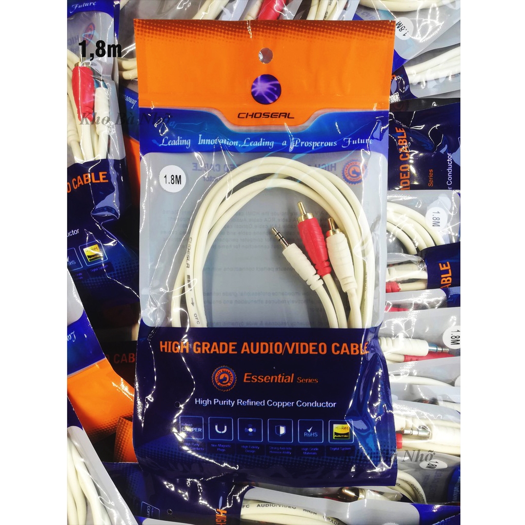 Dây cáp kết nối 1 đầu 3.5 ra AV xịn chính hãng 1.8m