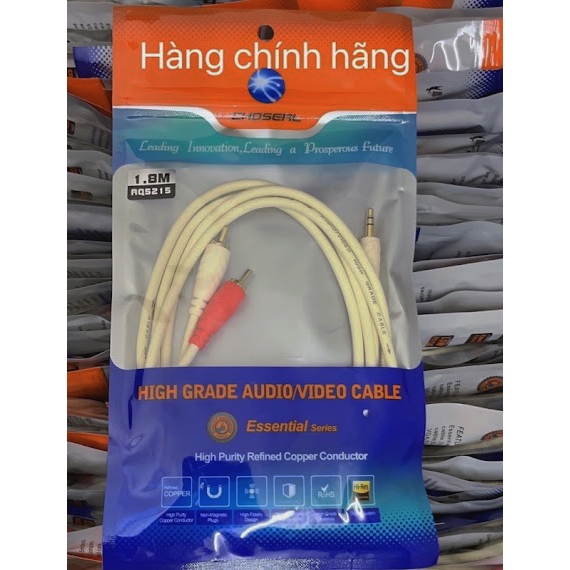 Dây cáp kết nối 1 đầu 3.5 ra AV xịn chính hãng 1.8m