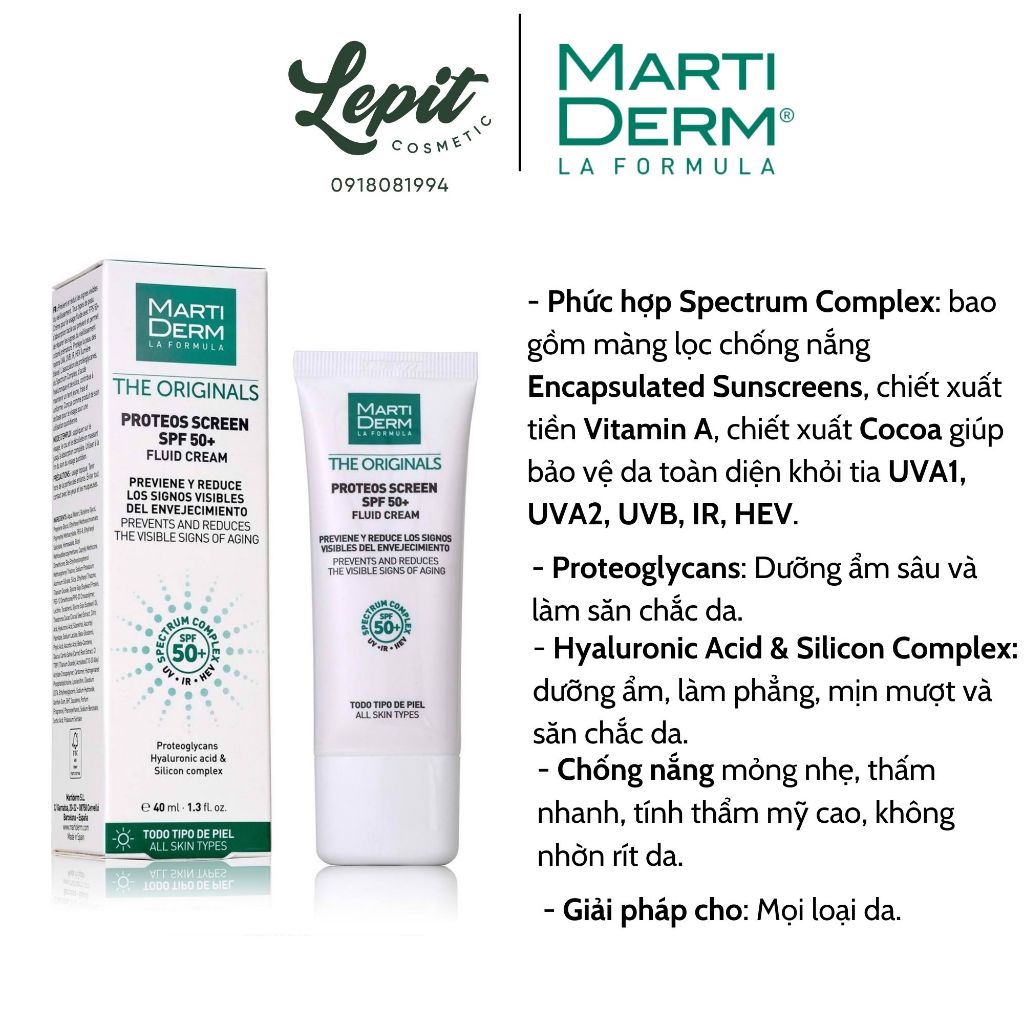 [ Hàng Công Ty ] Kem Chống Nắng Phổ Rộng Martiderm 40ml - Kcn Martiderm