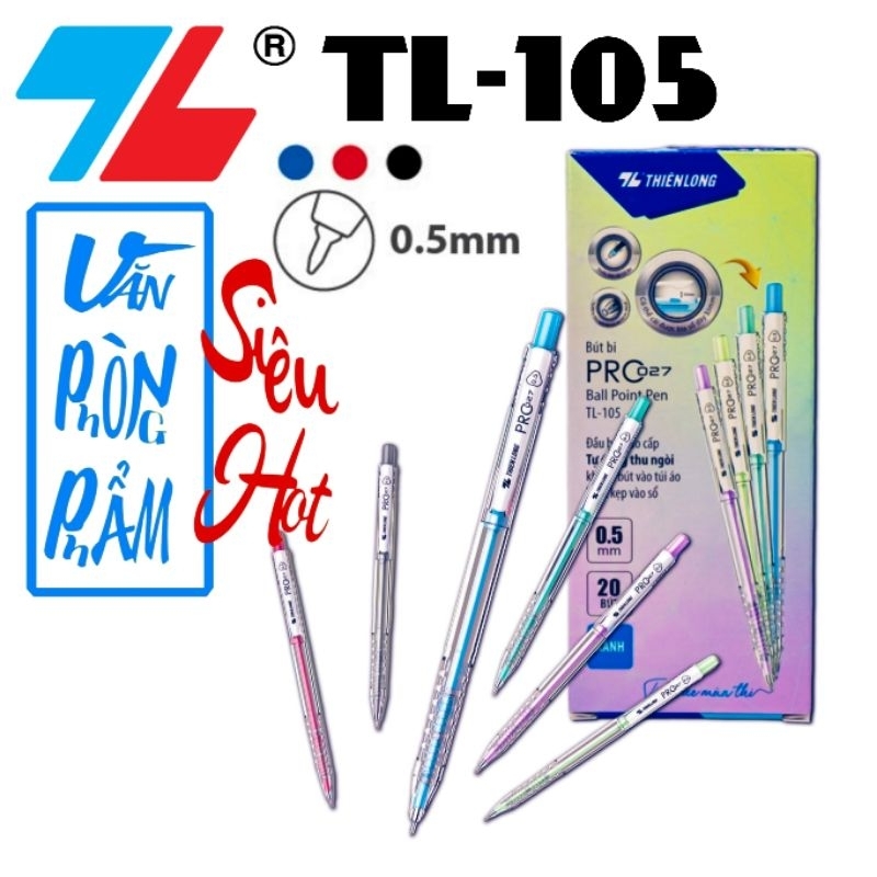 Bút Bi PRO 027 Thiên Long TL-105/ 20 Cây Hộp/ Chính Hãng
