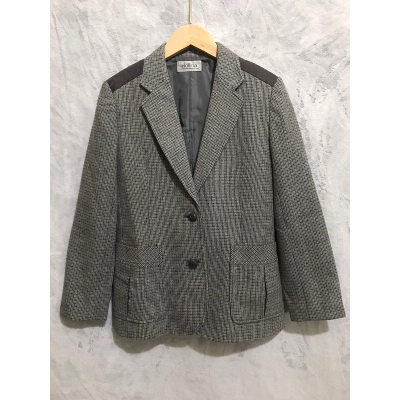 Áo khoác vets kẻ phối chất dạ còn cúc phụ ạ siêu xinhhh