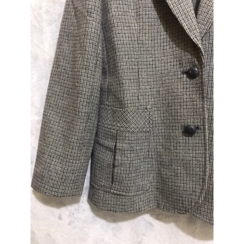 Áo khoác vets kẻ phối chất dạ còn cúc phụ ạ siêu xinhhh