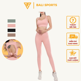 Bộ tập gym, yoga, thể thao naqi, vải poly lạnh gân co dãn mát cao cấp ms602 - bali sports