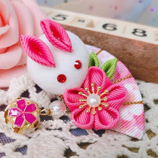 Kẹp tóc thỏ hoa- phụ kiện cosplay Hanfu kimono Kanzashi