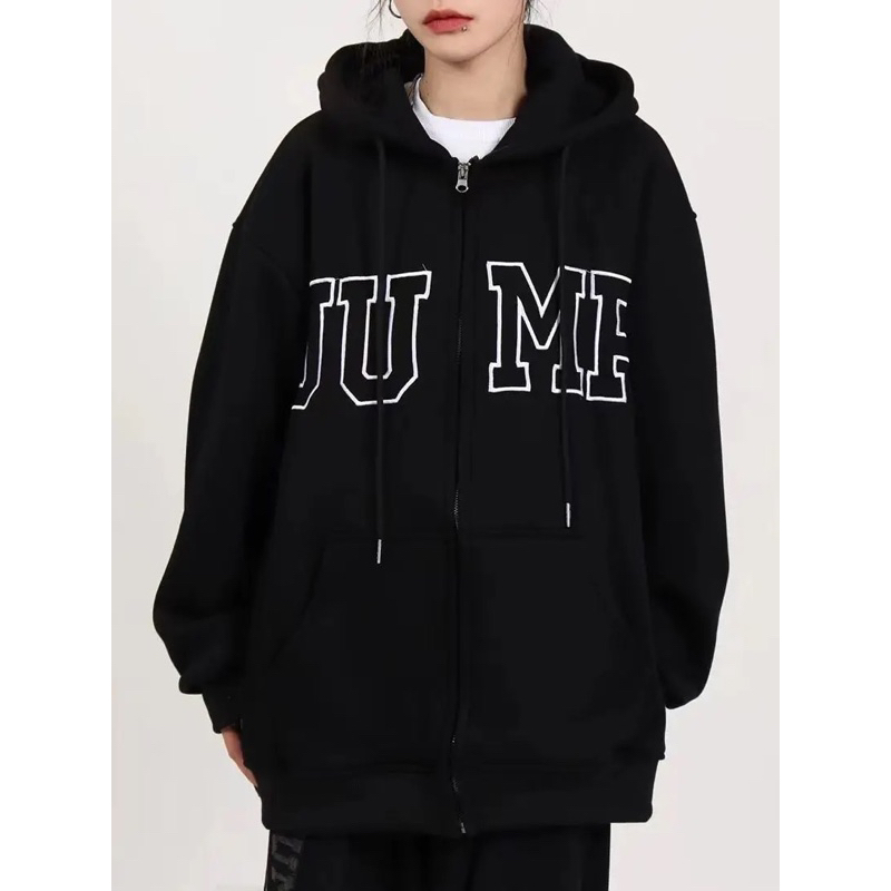 Áo khoá nỉ mũ hai lớp JUMP nỉ lót bông form rộng
