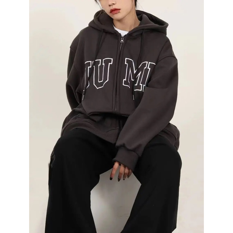 Áo khoá nỉ mũ hai lớp JUMP nỉ lót bông form rộng