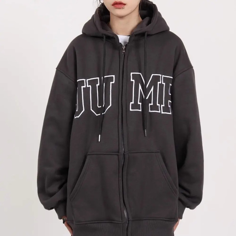 Áo khoá nỉ mũ hai lớp JUMP nỉ lót bông form rộng