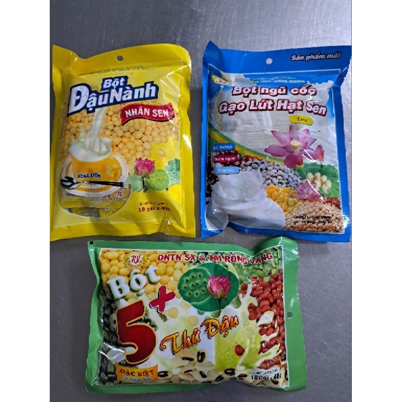 Combo 3 Bịch,3 Loại Bột,Gồm Bột Đậu Nành,Bột Đậu Ngũ Cốc Gạo Lứt Hạt Sen,Bột 5 Thứ Đậu.