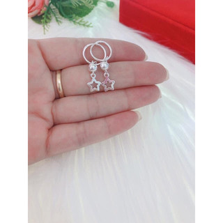 BÔNG TAI BẠC TRẺ CON - BÔNG TAI TÒNG TENG DÁNG DÀI BI CHO BÉ GÁI
