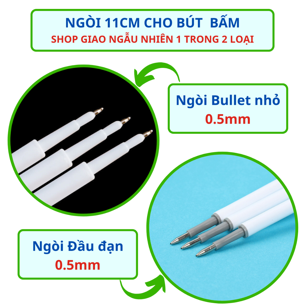 Bút bi gel vỏ trắng Béo shop viết bi ngòi 0.5mm dạng bấm lò xo mực màu đen dễ thương B29