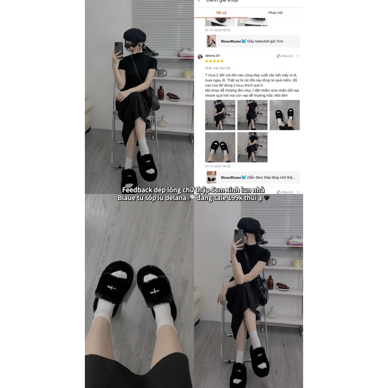 𝐁𝐥𝐚𝐮𝐞𝐁𝐥𝐮𝐦𝐞🦋  Dép lông chữ thập đế 5cm