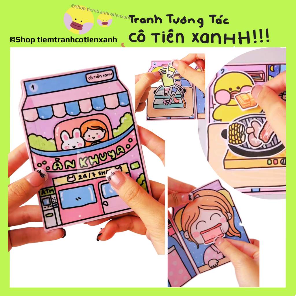 Bộ tranh Ăn Khuya, hơn 40 bộ tranh tương tác Cô Tiên Xanh Tóp Tóp