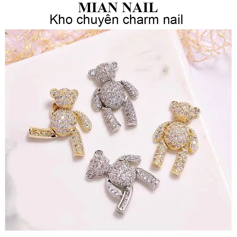 Charm gấu lúc lắc cao cấp charm nail charm đá gắn móng đính móng trang trí móng tay nghệ thuật [MIAN]