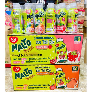 Thùng lof malto sữa trái cây hương cam - dâu thùng 24 chai x 240ml