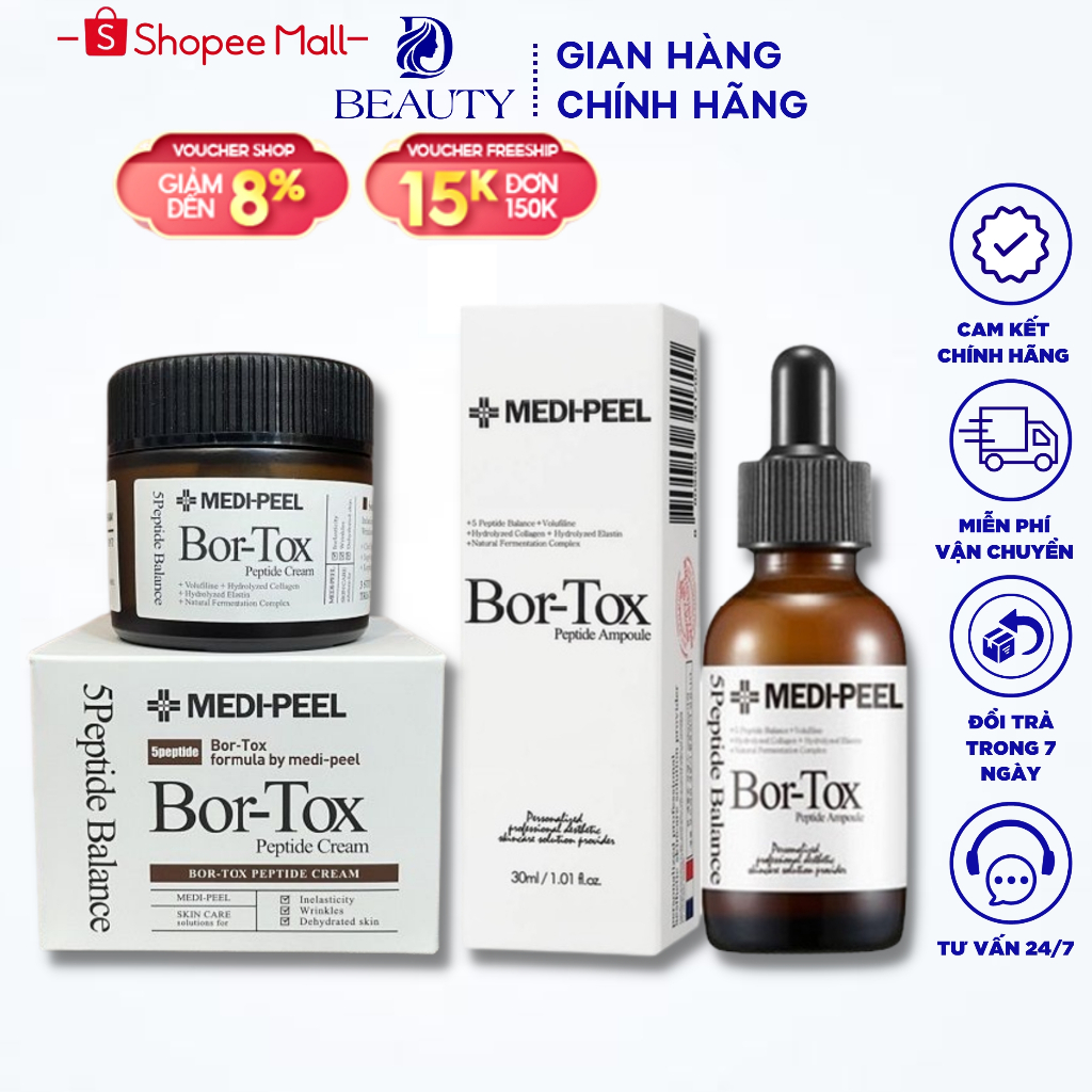 Serum và Kem Dưỡng MEDI-PEEL Bor-Tox Peptide Ampoule Giúp Da Căng Bóng Chống Lão Hoá