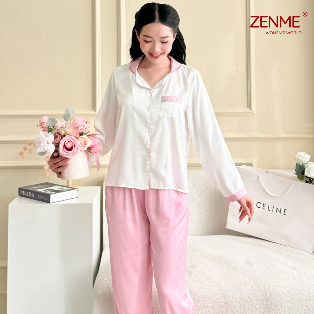 Đồ bộ mặc nhà, đồ ngủ Pyjama cộc tay quần đùi, áo dài quần dài Lụa Latin Mềm Mại Zen Me PJC0423