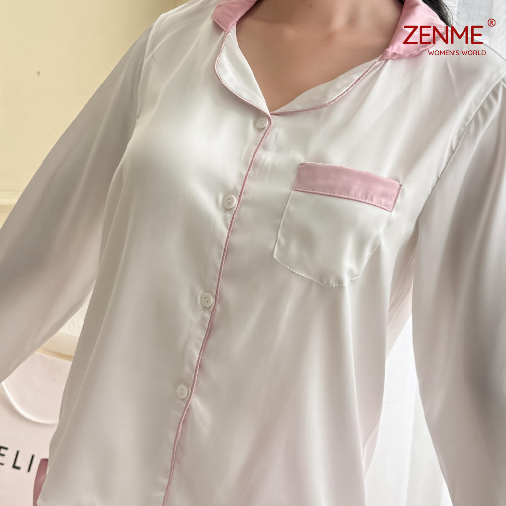 Đồ bộ mặc nhà, đồ ngủ Pyjama cộc tay quần đùi, áo dài quần dài Lụa Latin Mềm Mại Zen Me PJC0423