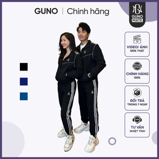 Bộ gió thể thao nam GUNO 23DBNA27 sọc logo sau lưng cao cấp, set đồ thu đông lót lưới dày dặn hàng thethao.vnxk