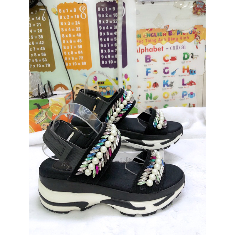 Giày sandal nữ kiểu bánh mì cao 5p size 37, 2hand, new 95%