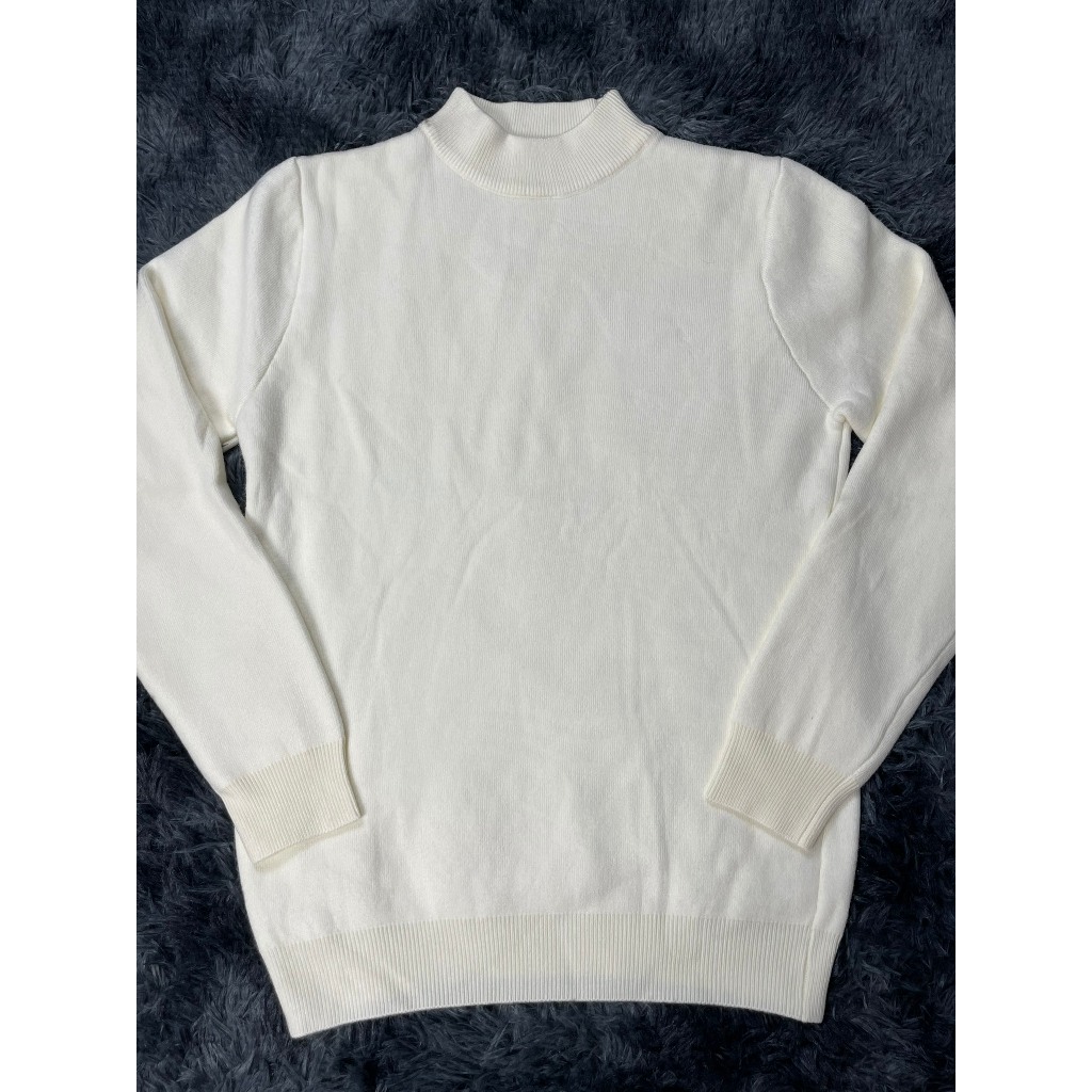 Áo len nam cổ lọ dài tay lót nỉ dáng trơn form relugar thời trang quảng châu