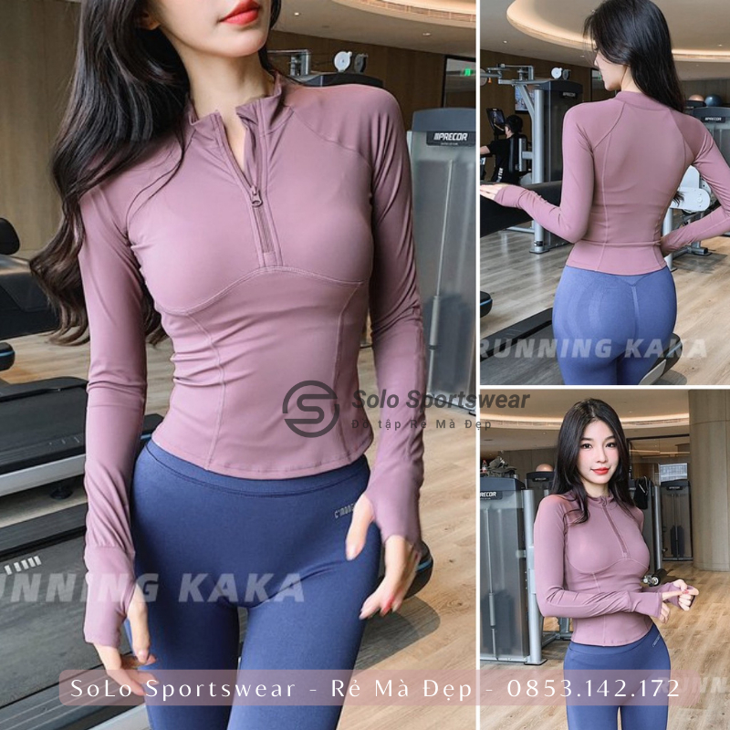 Áo Tập Gym Yoga Thun Ôm Body Trơn Dài Tay Thao Nữ Co Giãn Thoáng Mát Cực Tôn Dáng Siêu Đẹp Solo Sportswear 4322