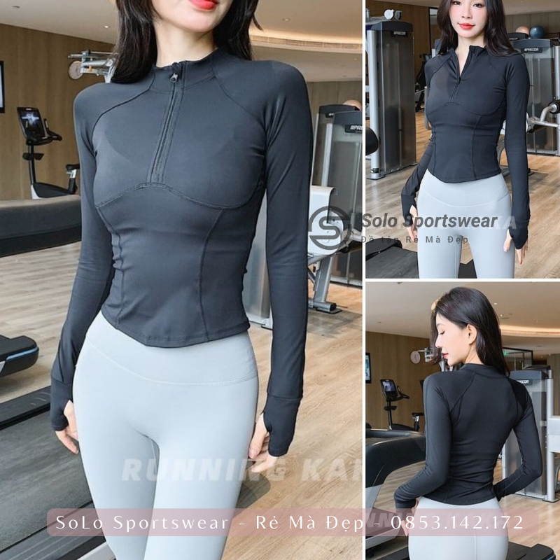 Áo Tập Gym Yoga Thun Ôm Body Trơn Dài Tay Thao Nữ Co Giãn Thoáng Mát Cực Tôn Dáng Siêu Đẹp Solo Sportswear 4322
