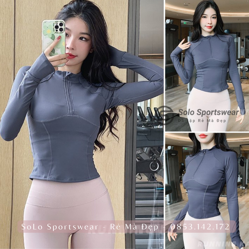 Áo Tập Gym Yoga Thun Ôm Body Trơn Dài Tay Thao Nữ Co Giãn Thoáng Mát Cực Tôn Dáng Siêu Đẹp Solo Sportswear 4322