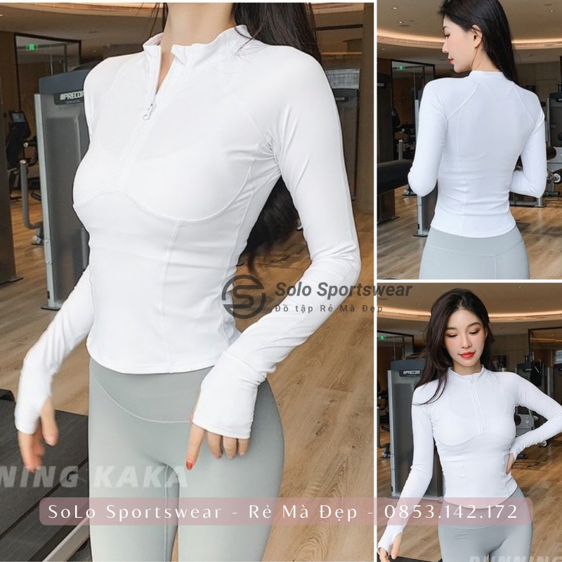 Áo Tập Gym Yoga Thun Ôm Body Trơn Dài Tay Thao Nữ Co Giãn Thoáng Mát Cực Tôn Dáng Siêu Đẹp Solo Sportswear 4322