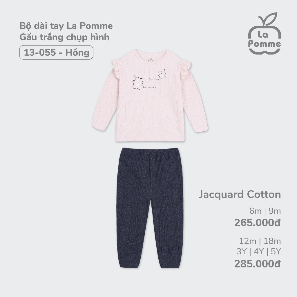 Bộ dài tay La Pomme Gấu trắng chụp hình cho bé từ 6 tháng- 5 tuổi