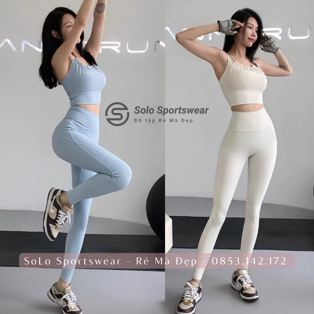 Set Tập Gym Yoga Bra Yếm Có Mút Quần Legging Cạp Lưng Cao Gen Bụng Nâng Mông Thun Poly Cực Co Giãn Mềm Mịn 3081 1329