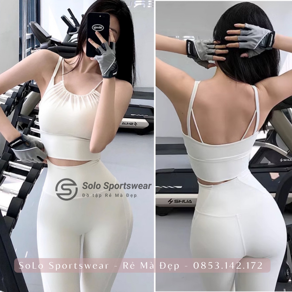 Set Tập Gym Yoga Bra Yếm Có Mút Quần Legging Cạp Lưng Cao Gen Bụng Nâng Mông Thun Poly Cực Co Giãn Mềm Mịn 3081 1329