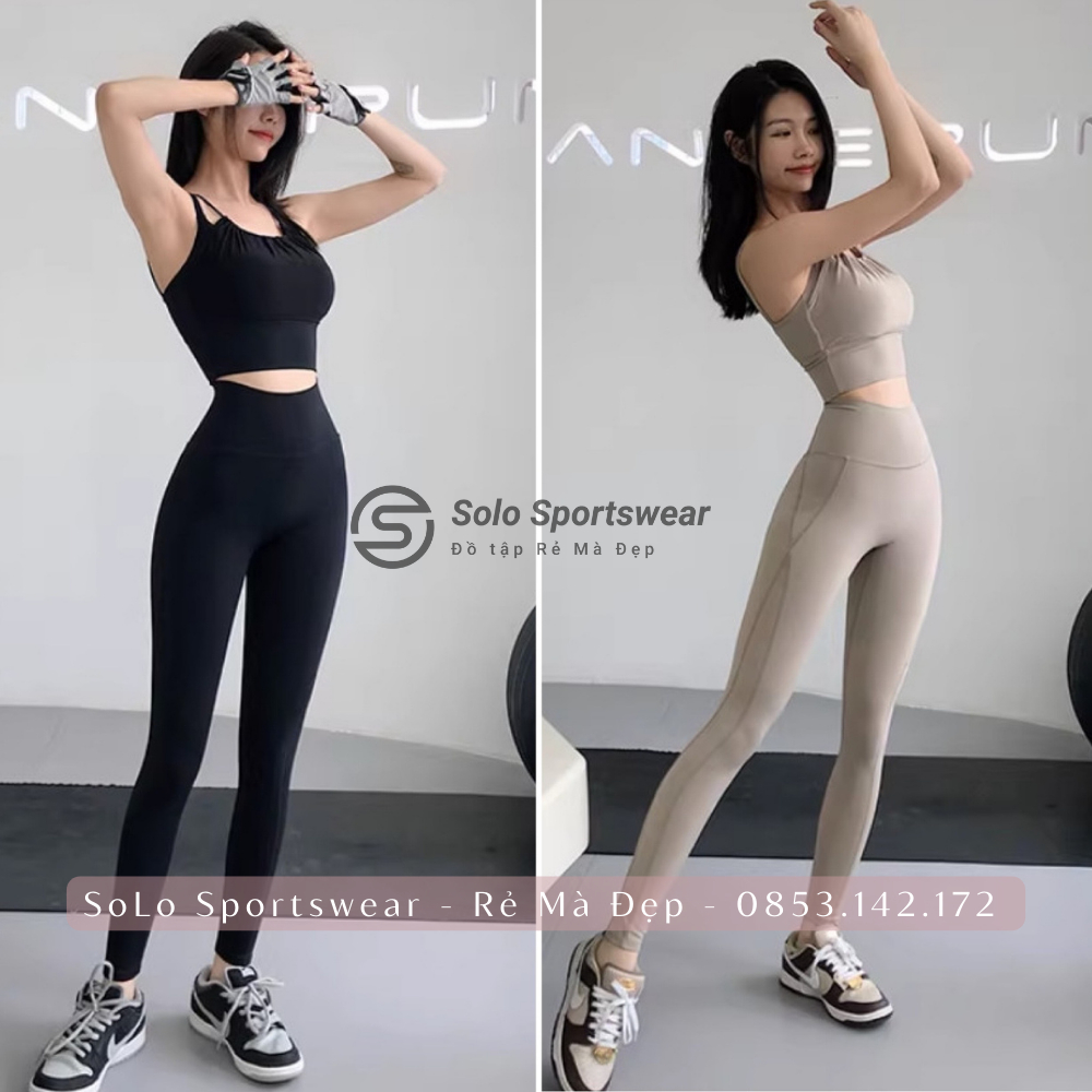 Set Tập Gym Yoga Bra Yếm Có Mút Quần Legging Cạp Lưng Cao Gen Bụng Nâng Mông Thun Poly Cực Co Giãn Mềm Mịn 3081 1329