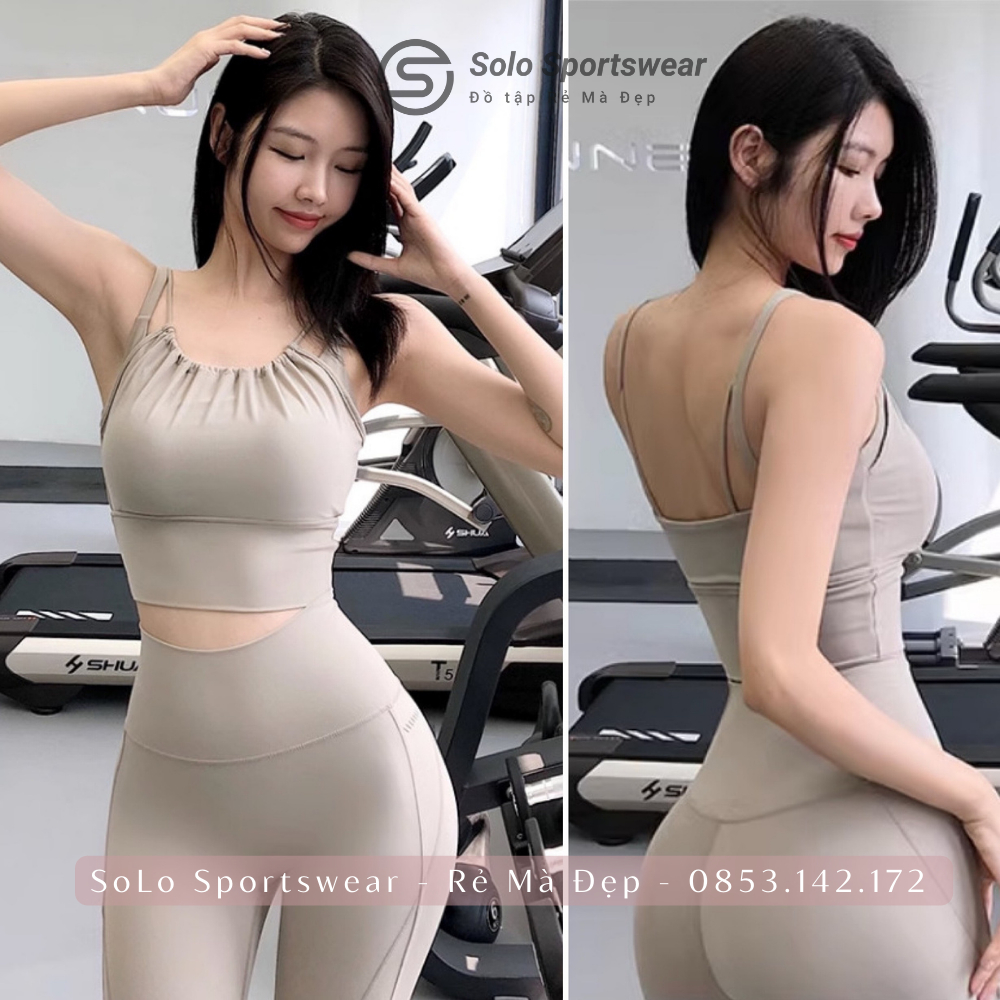 Set Tập Gym Yoga Bra Yếm Có Mút Quần Legging Cạp Lưng Cao Gen Bụng Nâng Mông Thun Poly Cực Co Giãn Mềm Mịn 3081 1329