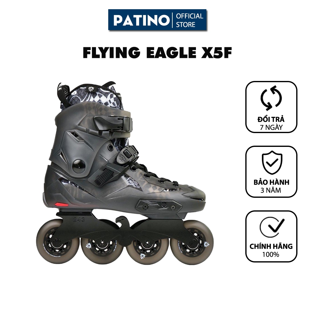 Giày patin người lớn FLYING EAGLE X5F màu đen/ hồng